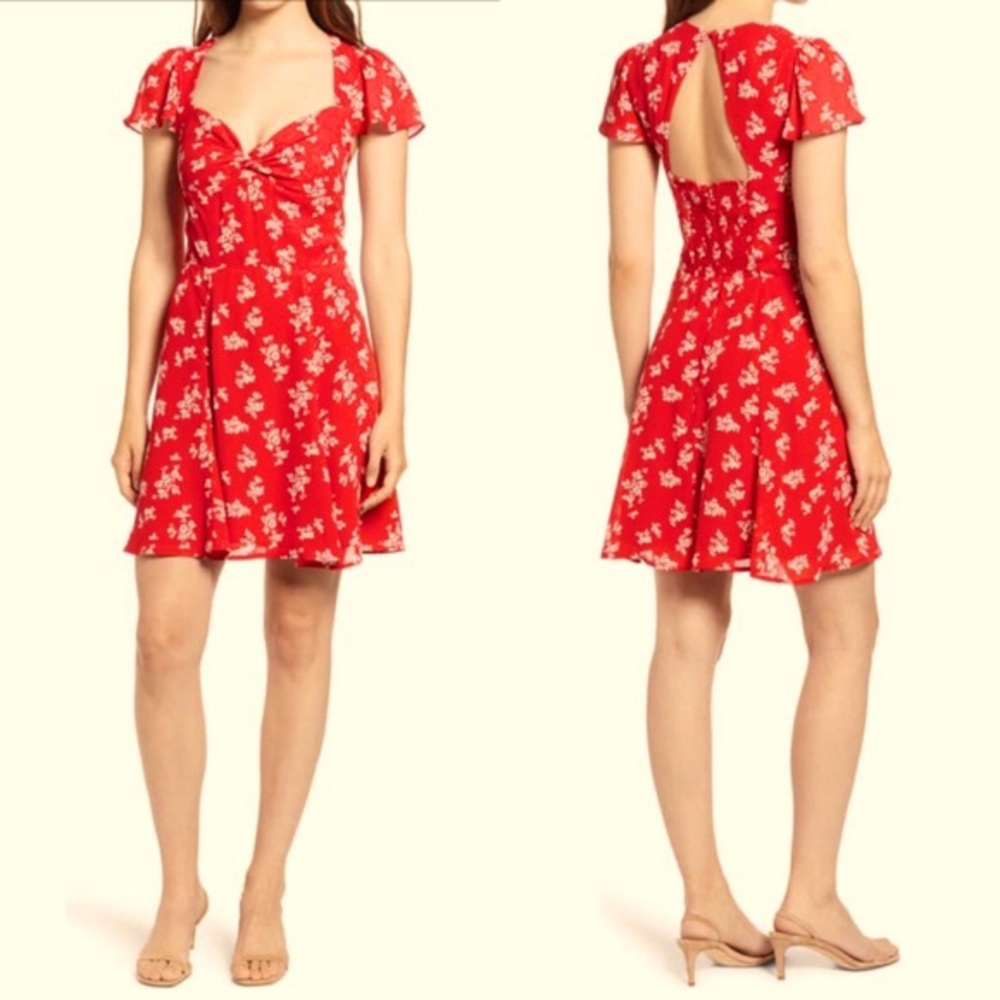 Reformation Red Floral Mini Dress